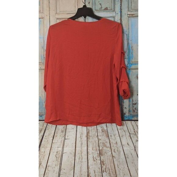 JM Collection Womens L Red 3/4 Sleeve Scoop Neck - Picture 4 of 10